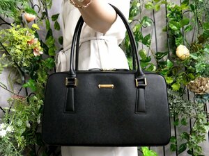 ●未使用 保管品●BURBERRY バーバリー●ロゴプレート●サフィアーノ レザー 本革●ハンド バッグ●黒●ゴールド金具●腕掛け●Js47136