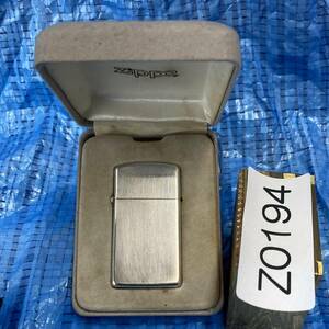 1000円スタート ZIPPO 希少 スターリング シルバー 銀 化粧箱有り オイルライター スリム ジッポー 1995-1980年製 P0194