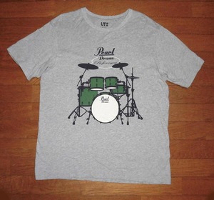 Pearl DRUMS パールドラムス リファレンス UT ユニクロ コラボ 限定 Tシャツ 半袖 コットン ASH L USED 美品/ロックTバンドTシャツ 