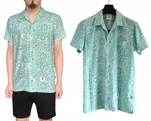 定価2万 BEDWIN S/S OG ALOHA SHIRTS WILSHIRE 2 花柄 フラワー グリーン オープンカラー アロハシャツ 開襟 ※レターパック発送