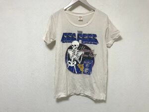 本物アールエヌエーRNAコットンガイコツプリント柄半袖TシャツレディースオフホワイトM