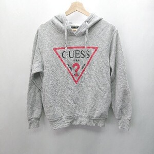 ◇ Guess ゲス ブランドロゴプリント 裏起毛 長袖 パーカー サイズM グレー レディース め E 1405140036701