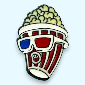 シネマポップコーン 3Dメガネ 映画 POPCORN ピン ピンバッジ パロディ バッジ ポスト投函