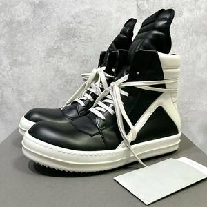 40.5 新品正規品 定価16.3万円 Rick Owens GEOBASKET BLACK/MILK/MILK リックオウエンス ジオバスケット レザー ハイカット スニーカー