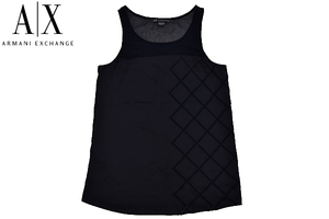 S-9829★送料無料★A|X ARMANI EXCHANGE アルマーニ エクスチェンジ★正規品 ネイビー紺色 シースルーノースリーブ タンクトップ ＸＳ