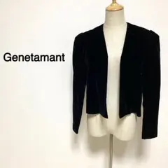 【Lサイズ】Genetamant ブラック ベロア生地 ノーカラージャケット