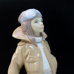 【中古良品】LLADRO / リヤドロ：西洋陶磁 フィギュリン：リトルパイロット：少年飛行兵：6451：置物