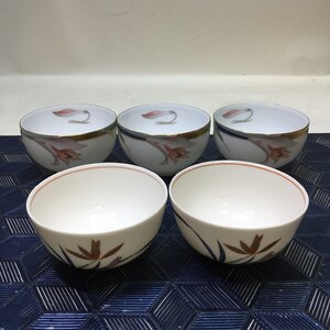 【中古/長期保管品/CH】 香蘭社 湯呑 2客 & HOYA 保谷謹製 湯呑 3客 茶器 湯飲み 陶器 計5客セット 和食器　MZ0625