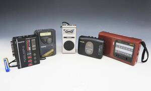 ◆(TH) ジャンク カセットレコーダー ラジオ まとめて 5点セット SANYO MR-R9 MR-64 National RQ-160 aiwa HS-RS535 ANDO S16-671