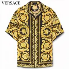 新品未使用★ 【24SS】 VERSACE バロッコ柄 シルク 半袖シャツ 開襟