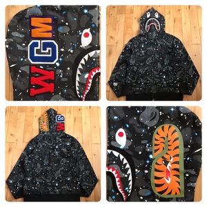 ★XL★ 蓄光 Space camo シャーク パーカー shark full zip hoodie a bathing ape BAPE スペースカモ エイプ ベイプ Galaxy WGM 迷彩 yz6