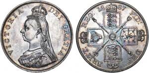 １円スタート! ・1887 イギリス 4シリング銀貨 ビクトリア・アンティーク コイン