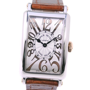 FRANCK MULLER フランクミュラー ロングアイランド レリーフ 902QZ 腕時計 SS×レザー×K18PG クオーツ【36300306】中古