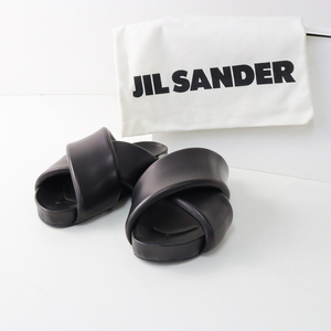 ジルサンダー JIL SANDER J15WP0043 P5057 レザークロスストラップ スライドサンダル 36(約22.5-23cm)/ブラック 黒【2400014077711】