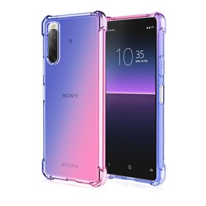 Xperia 1 VI(SO-51E/SOG13/A401SO) クリアタイプ エクスペリア1 マーク6 ケース グラデーション ブルー/ピンク 透明 カバー ゴム製