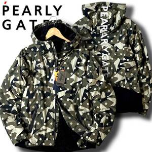 ◆新品 PEARLY GATES パーリーゲイツ 定5.8万 多機能繊維Octa 撥水 裏起毛 カモ柄 ストレッチ 中綿 ジャケット ブルゾン 4 M ゴルフ B5897