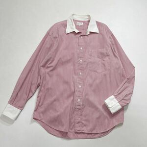 62 Paul Smith ポールスミス ストライプ 長袖 ワイシャツ サイズL ビジネス オフィス カジュアル クレリック メンズ 40518E