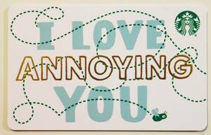 北米スターバックスカード2020限定 I Love Annoying You リサイクル紙アメリカUSA海外 紙製スタバカード