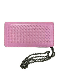 【中古】BOTTEGA VENETA ボッテガヴェネタ　小物　 チェーンウォレット ラムスキン ショルダー 羊革 イントレチャート