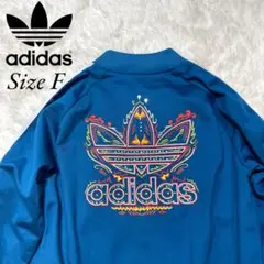 美品 adidas アディダス 刺繍ロゴ レア トラックトップ ブルー