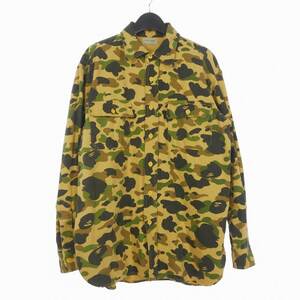 アベイシングエイプ A BATHING APE 90S 1st カモ カモフラ 迷彩柄 長袖シャツ レギュラーカラー ダック生地 マルチカラー メンズ