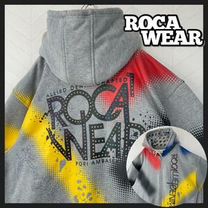 ROCA WEAR フルジップ パーカー 裏起毛 ビックサイズ 両面ロゴ y2k