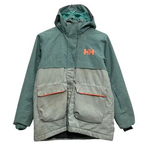 HELLY HANSEN ナイロンジャケット キッズ M~ グリーン マウンテンパーカー 中綿 防寒 ブルゾン フルジップ 古着卸 アメリカ仕入 a611-5431