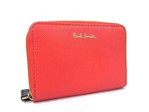 ■美品■ Paul Smith ポールスミス レザー カードケース コインパース カード入れ 小銭入れ レッド系×ネイビー系 DF9448