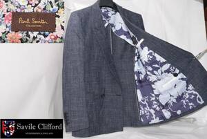 ☆新品☆Paul Smith COLLECTION セットアップ ダブルスーツ 紺 裏地花柄紫☆Mサイズ 肩幅40㎝ 身幅48㎝ 着丈71㎝ 胴囲78㎝☆定価187,000円