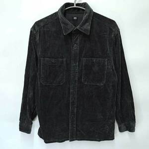 【中古】ユニクロ UNIQLO コーデュロイ ワークシャツ 長袖 S ダークグレー 331-450266 メンズ トップス