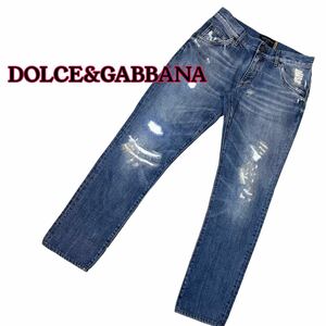 極美品 DOLCE&GABBANA ドルチェ＆ガッバーナ 14GOLD ダメージ加工 デニム パンツ 44