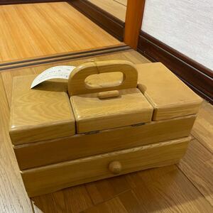 ソーイングボックス 裁縫箱 木製 昭和レトロ 