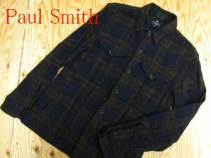 ★ポールスミス PoulSmith★メンズ シワ加工 チェックウールシャツジャケット★R60512017A