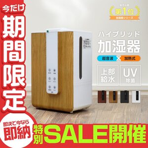 【数量限定セール】加湿器 大容量 超音波式 スチーム式 ハイブリッド 卓上 おしゃれ お手入れ簡単 掃除 上部給水 湿度自動調整 タイマー