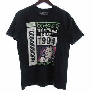 ネイバーフッド NEIGHBORHOOD TABLOID-1 Tシャツ カットソー 半袖 プリント コットン 黒 ブラック S ☆AA★ ■GY12 メンズ