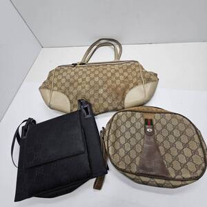 ☆グッチ/GUCCI☆3点まとめ　GGキャンバス シェリーラインバッグ　ショルダーバッグ　トートバッグ【y955】