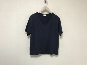 本物ハンドバークhandvaerkコットンVネック半袖Tシャツメンズサーフアメカジミリタリービジネススーツ紺ネイビーペルー製S