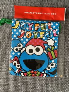 セサミストリート　クッキーモンスター　ビッグバード　ミニ巾着　クリスマス