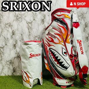 【激レア】DUNLOP SRIXON スリクソン ガオモンスター キャディバッグ ゴルフバッグ 3点カート式 エナメル レッド×ホワイト