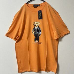 新品 未使用 POLO RALPH LAUREN ポロラルフローレン カスタムスリムフィット 半袖Tシャツ Tシャツ ポロベア オレンジ タグ付き メンズ L
