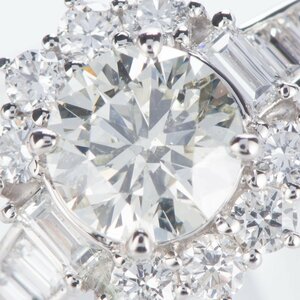 中宝研ソー付き 1ct ラウンドカットダイヤモンド取り巻きプラチナリング(1.005ct M SI2 1.005/0.63 CGL)