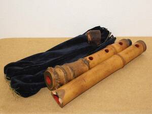 【19382】尺八 和楽器 楽器 本体 全長約55cm 銘あり