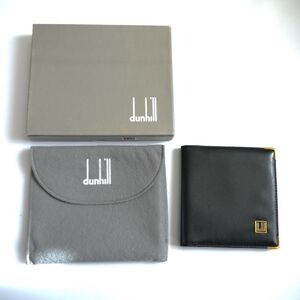 $ 新品 $ フィルム付き■ dunhill ■ ダンヒル ■ 本革 レザー素材・ 2つ折り 財布 カード入れ コインケース■ 小銭入れ付き■ ブラック 黒