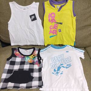 4枚SET☆黄色タンクトップ紫ホワイト白NIKE半袖Tシャツ白100cm水色キッズKIDSナイキ男の子ギンガムチェック髑髏BUBBLE SPACEバブルスペース