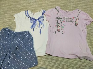 Ｔシャツ＆キュロットセット(Tシャツ2枚)⑥☆サイズ150cm☆セットアップ☆