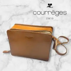 Courreges paris クレージュ ブラウンレザー ショルダーバッグ