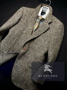 b16 良好★完全頂点　羊毛ツイード100% 定価14万●BURBERRY LONDON●ウールジャケットコート バーバリーコート メンズ 付属品あり　165