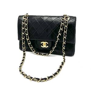 1円 良品 CHANEL シャネル マトラッセ ターンロック ココマーク ラムスキン チェーン ショルダー ハンド バッグ eD1191N