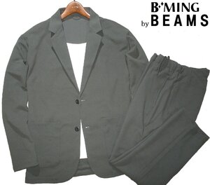 新品ラス1 L 定価1.98万▼ ビームス B:ming by BEAMS スーツ テーラードジャケット パンツ ジャージー風 上下 グレー オリーブ メンズ