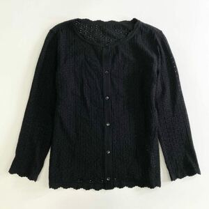 86j11 《美品》 FOXEY フォクシー Flower Lace Cardigan フラワーレースカーディガン 33744 38 ブラック 日本製